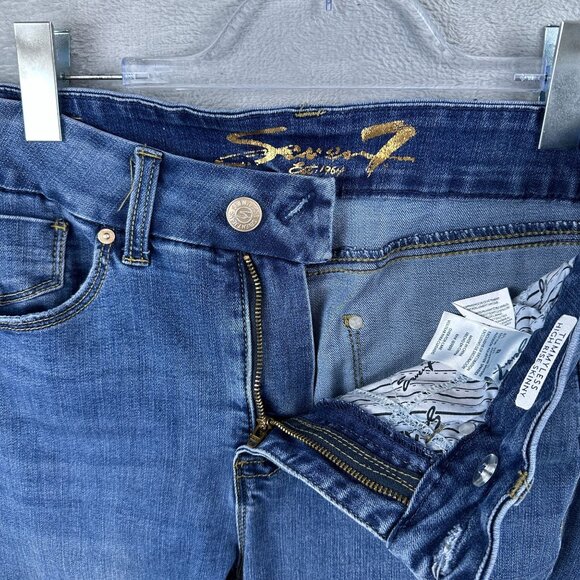 Seven7 Skinny Jeans Tummy Less High Rise Womens Size 8 Medium Wash Blue - Picture 5 of 12